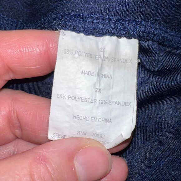 Apana Womens Leggings Athletic Workout Yoga Stretch Cutout Leg Pull On Blue 2X - Picture 9 of 10